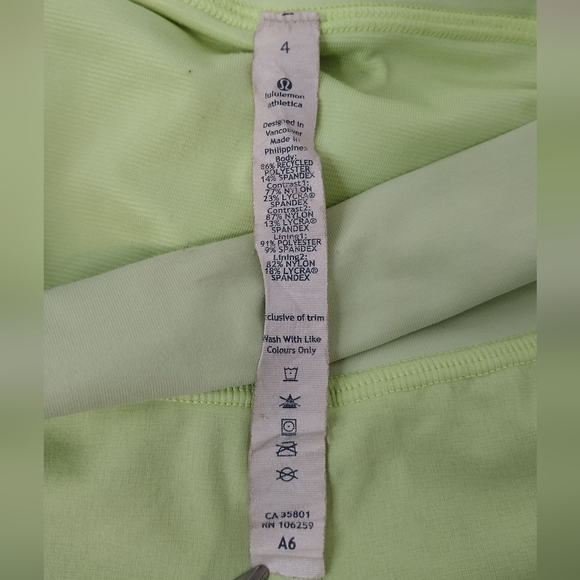 Lululemon Lime Green High-Rise Training Workout Running Athletic Shorts Sz 4 - Picture 13 of 16